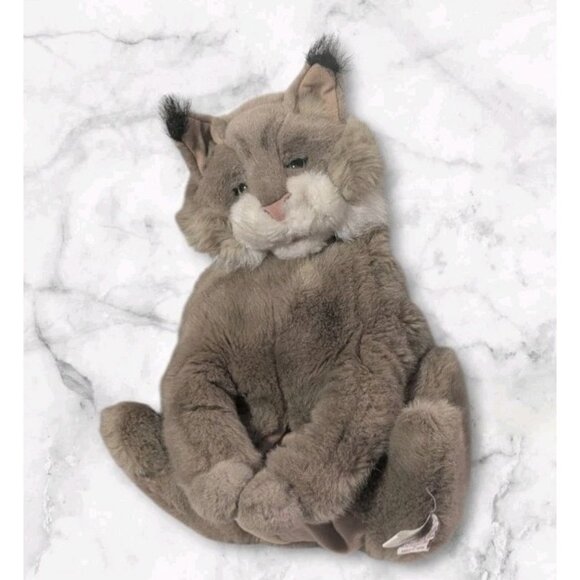 Folkmanis Sitting Bobcat Puppet Plush Realistic Full Body Hand Green Eyes 15" - Picture 1 of 16